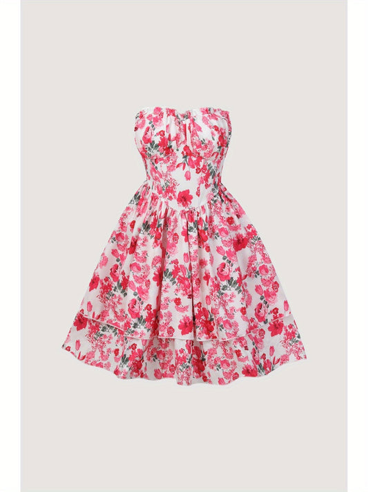 Robe bustier élégante à imprimé floral pour femme