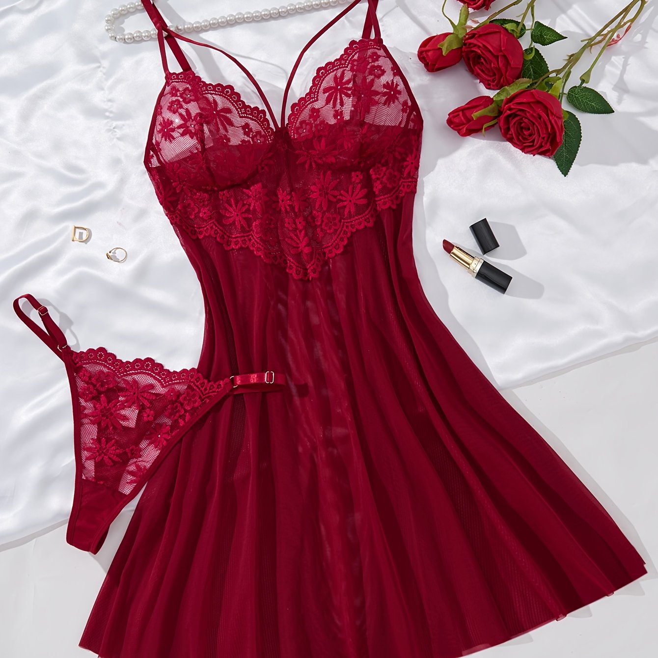 Robe de nuit courte et sexy, élégante et unie