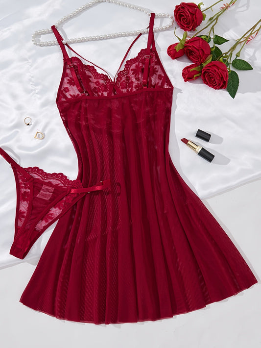 Robe de nuit courte, élégante et unie