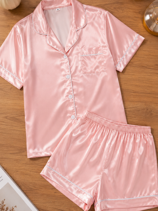Pack Duo Pyjama Satin Luxe Femme – Douceur & Élégance de Nuit