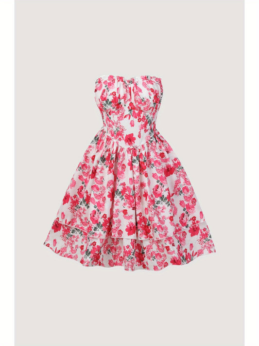 Robe bustier élégante à imprimé floral pour femme