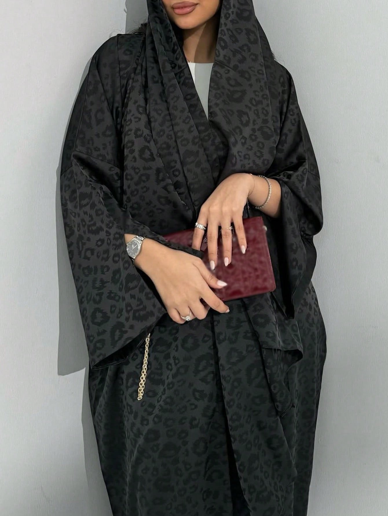Grandes tailles - Abaya élégante grande taille à imprimé léopard