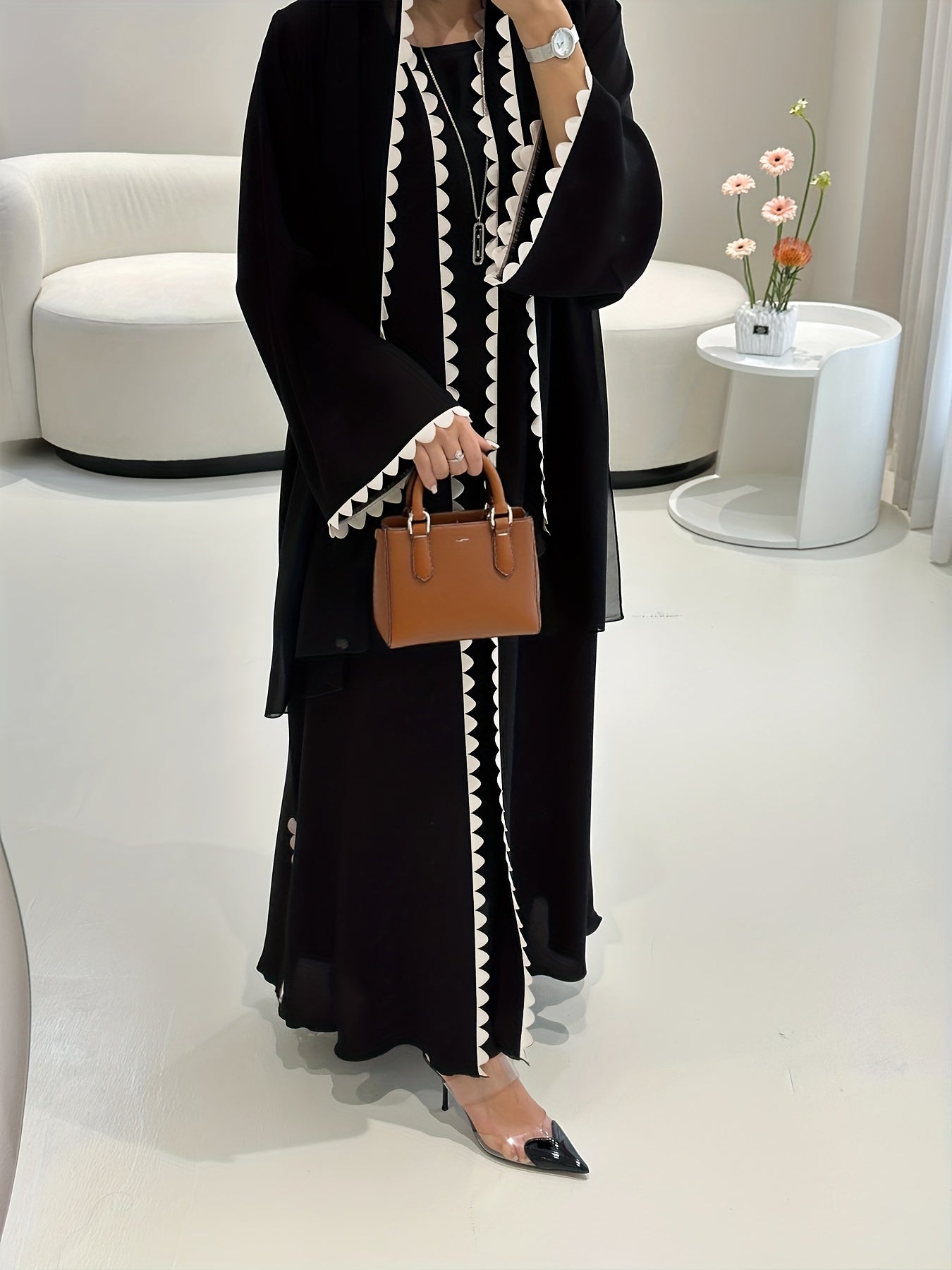 Ensemble 3 pièces pour femme abaya, style musulman traditionnel du Moyen-Orient multifonctionnel pour la prière du Ramadan