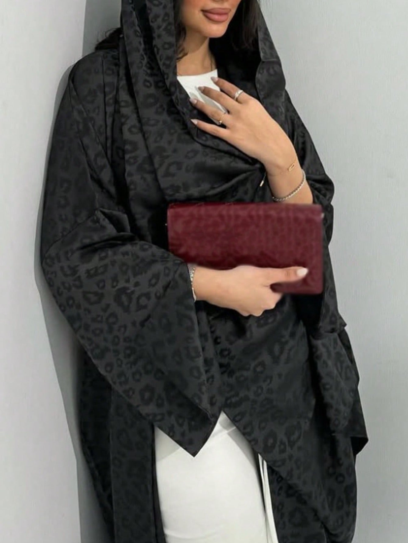 Grandes tailles - Abaya élégante grande taille à imprimé léopard