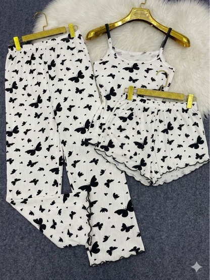 Ensemble 3 Pièces Papillon – Confort & Style Été 🦋