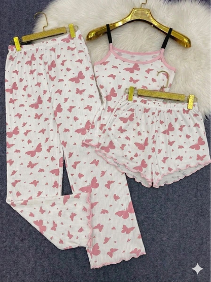 Ensemble 3 Pièces Papillon – Confort & Style Été 🦋