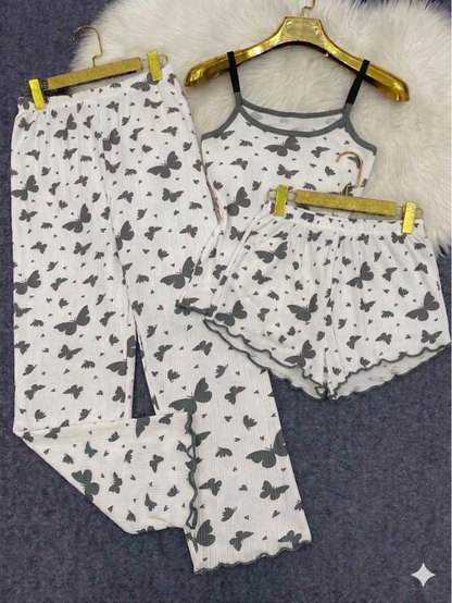 Ensemble 3 Pièces Papillon – Confort & Style Été 🦋