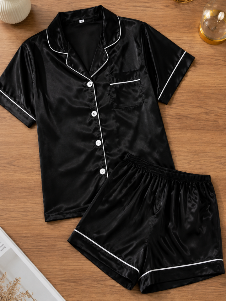 Pack Duo Pyjama Satin Luxe Femme – Douceur & Élégance de Nuit