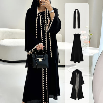 Ensemble 3 pièces pour femme abaya, style musulman traditionnel du Moyen-Orient multifonctionnel pour la prière du Ramadan