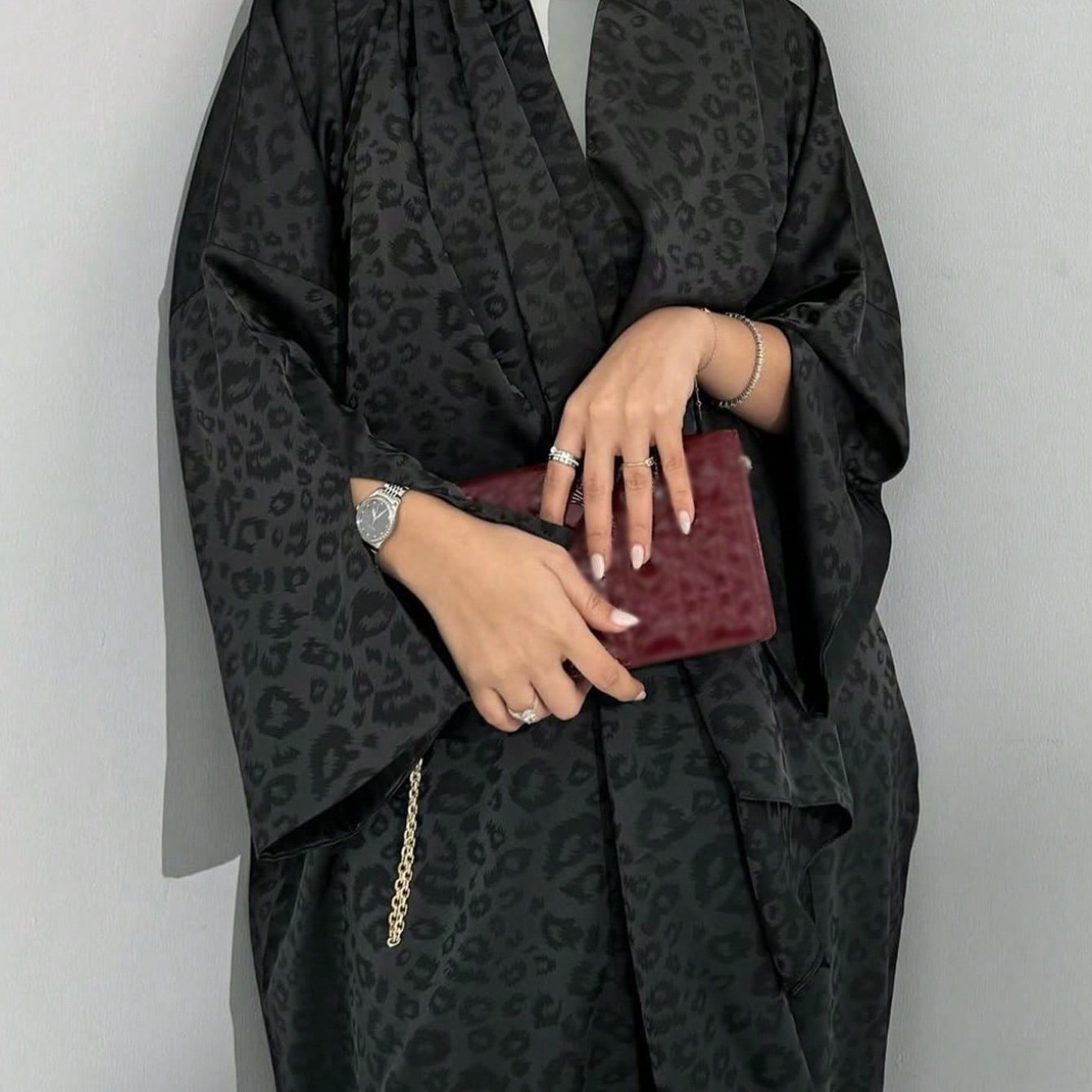 Grandes tailles - Abaya élégante grande taille à imprimé léopard